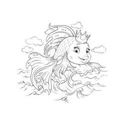 Coloriage Poisson rouge couronné dans l'eau