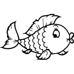 Coloriage Poisson Rouge aux grands yeux et nageoires déployées