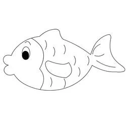 Coloriage Poisson Rouge souriant aux nageoires simples