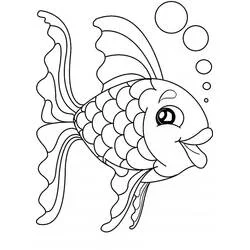 Coloriage Poisson Rouge aux nageoires ondulantes et bulles