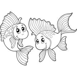 Coloriage Poisson Rouge duo qui se regarde