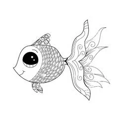 Coloriage Poisson rouge aux nageoires élégantes