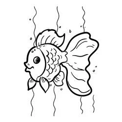 Coloriage Poisson Rouge nageant avec de grandes nageoires