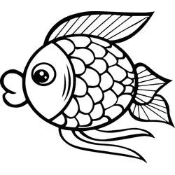 Coloriage Poisson Rouge aux grandes nageoires écaillées