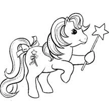 Coloriage Poney tenant une baguette étoilée