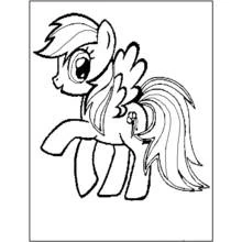 Coloriage Poney aux ailes déployées et crinière longue