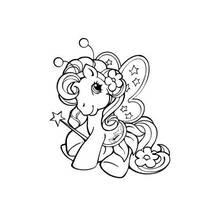 Coloriage Poney princesse fée avec ailes et baguette magique
