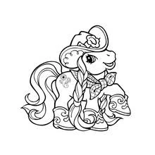 Coloriage Poney déguisé en cow-girl