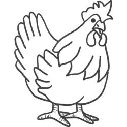 Coloriage Poule debout avec ses plumes de queue dressées
