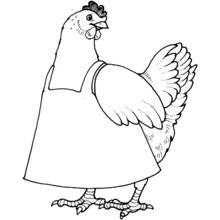 Coloriage Poule en tablier