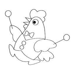 Coloriage Poule au nœud papillon avec des ballons