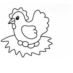 Coloriage Poule assise sur un nid d'œufs