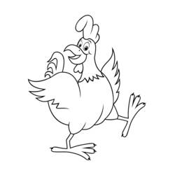 Coloriage Poule dansant joyeusement