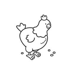 Coloriage Poule picorant des graines
