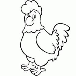 Coloriage Poule debout avec les plumes de la queue relevées