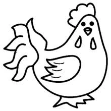 Coloriage Poule avec une grande queue et une crête