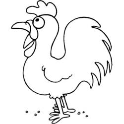 Coloriage Poule debout au bec ouvert