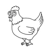 Coloriage Poule aux grands yeux ronds