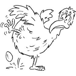 Coloriage Poule surprise après avoir pondu un œuf