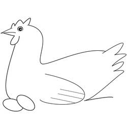 Coloriage Poule debout près de deux œufs