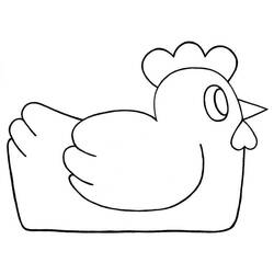 Coloriage Poule assise toute simple
