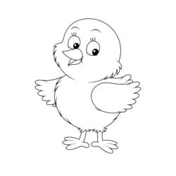 Coloriage Poule poussin qui salue de l'aile