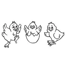 Coloriage Poule et poussin en train de jouer