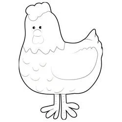 Coloriage Poule debout au corps rond