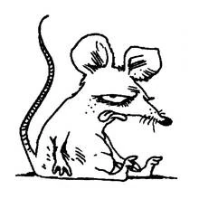 Coloriage Rat assis à l'air fatigué