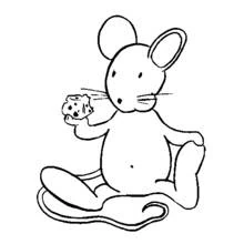 Coloriage Rat tenant un morceau de fromage