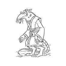 Coloriage Rat maître en kimono avec longue queue