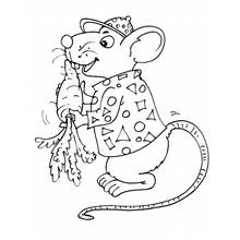Coloriage Rat en train de manger une carotte