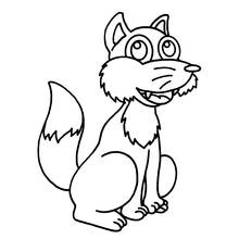 Coloriage Renard assis avec un grand sourire