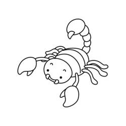 Coloriage Scorpion avec la queue levée et un visage souriant