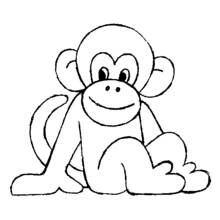 Coloriage Singe assis avec un grand sourire