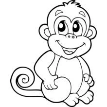 Coloriage Singe assis avec une queue enroulée