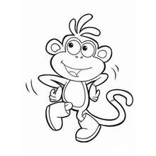 Coloriage Singe Babouche marchant joyeusement