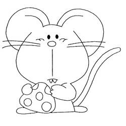 Coloriage Souris tenant un morceau de fromage