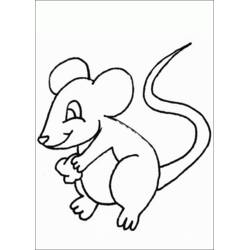 Coloriage Souris debout avec une longue queue enroulée
