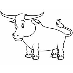 Coloriage Taureau debout aux longues cornes
