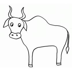 Coloriage Taureau debout avec de grandes cornes
