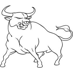 Coloriage Taureau musclé en position de charge