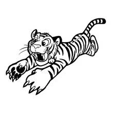 Coloriage Tigre bondissant toutes griffes dehors Coloriage Tigre bondissant toutes griffes dehors