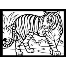 Coloriage Tigre debout dans les herbes hautes Coloriage Tigre debout dans les herbes hautes