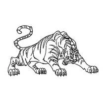 Coloriage Tigre à dents de sabre accroupi Coloriage Tigre à dents de sabre accroupi