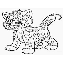 Coloriage Tigre tacheté qui marche en souriant Coloriage Tigre tacheté qui marche en souriant