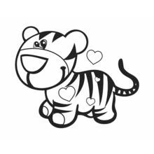 Coloriage Tigre avec des petits cœurs Coloriage Tigre avec des petits cœurs
