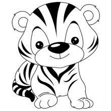 Coloriage Tigre bébé assis souriant Coloriage Tigre bébé assis souriant