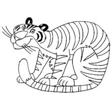 Coloriage Tigre assis avec la patte levée Coloriage Tigre assis avec la patte levée