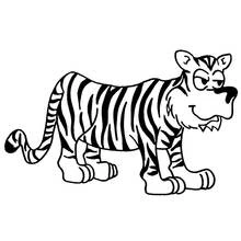 Coloriage Tigre debout avec un grand sourire Coloriage Tigre debout avec un grand sourire